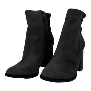 New Arturo Chiang Women US 7 Ankle Boot Shoes Grey Suede Round Toe At-Rakel Heel